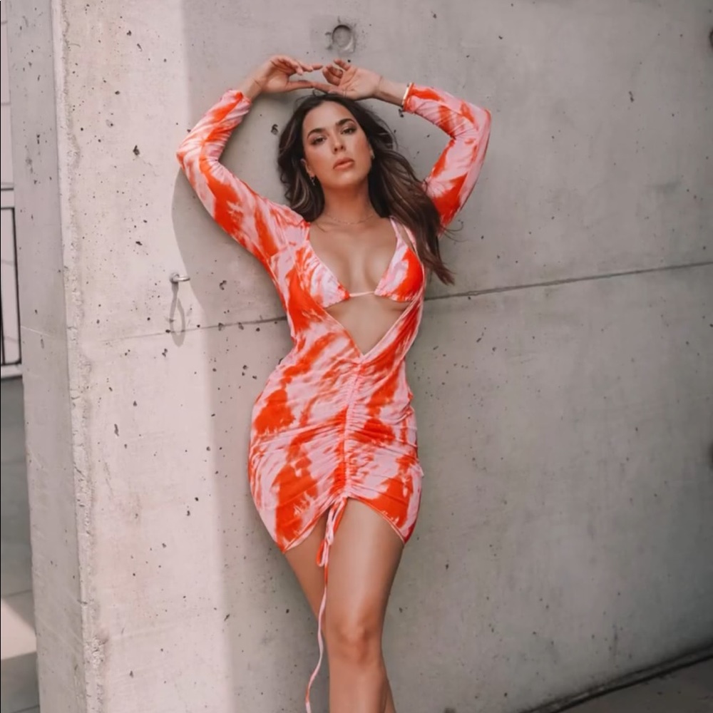 Swim coverup - orange and pink size large